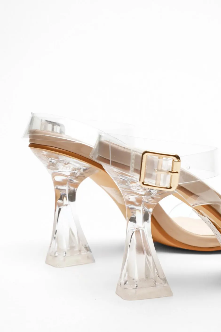 Quiz Clear Flared Heeled Sandals Clearance