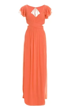 Quiz Coral Chiffon Backless Maxi dress