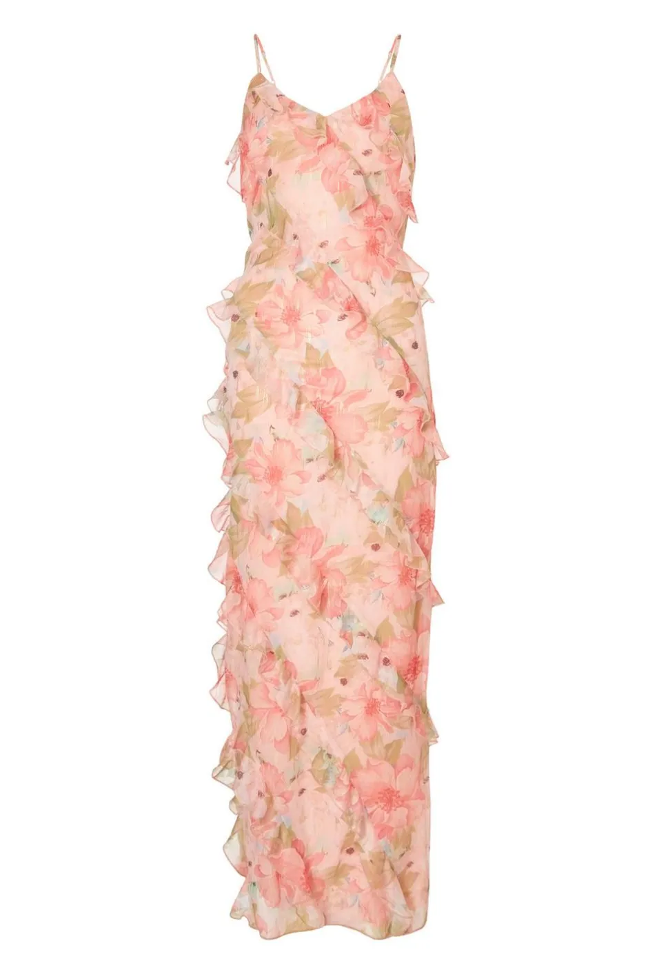 Quiz Coral Chiffon Floral Maxi Dress Best