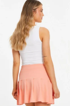 Quiz Coral Pleated Mini Skirt Online