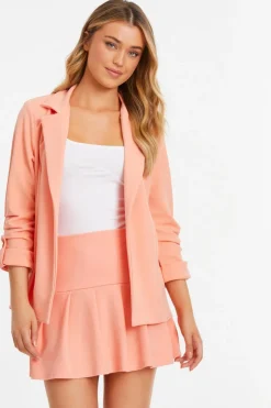 Quiz Coral Ruched Sleeve Blazer Best