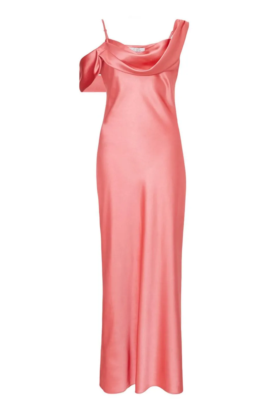 Quiz Satin Drop Shoulder Maxi Dress Coral Hot