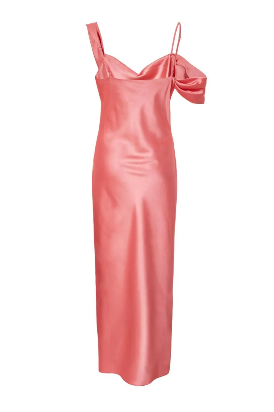 Quiz Satin Drop Shoulder Maxi Dress Coral Hot