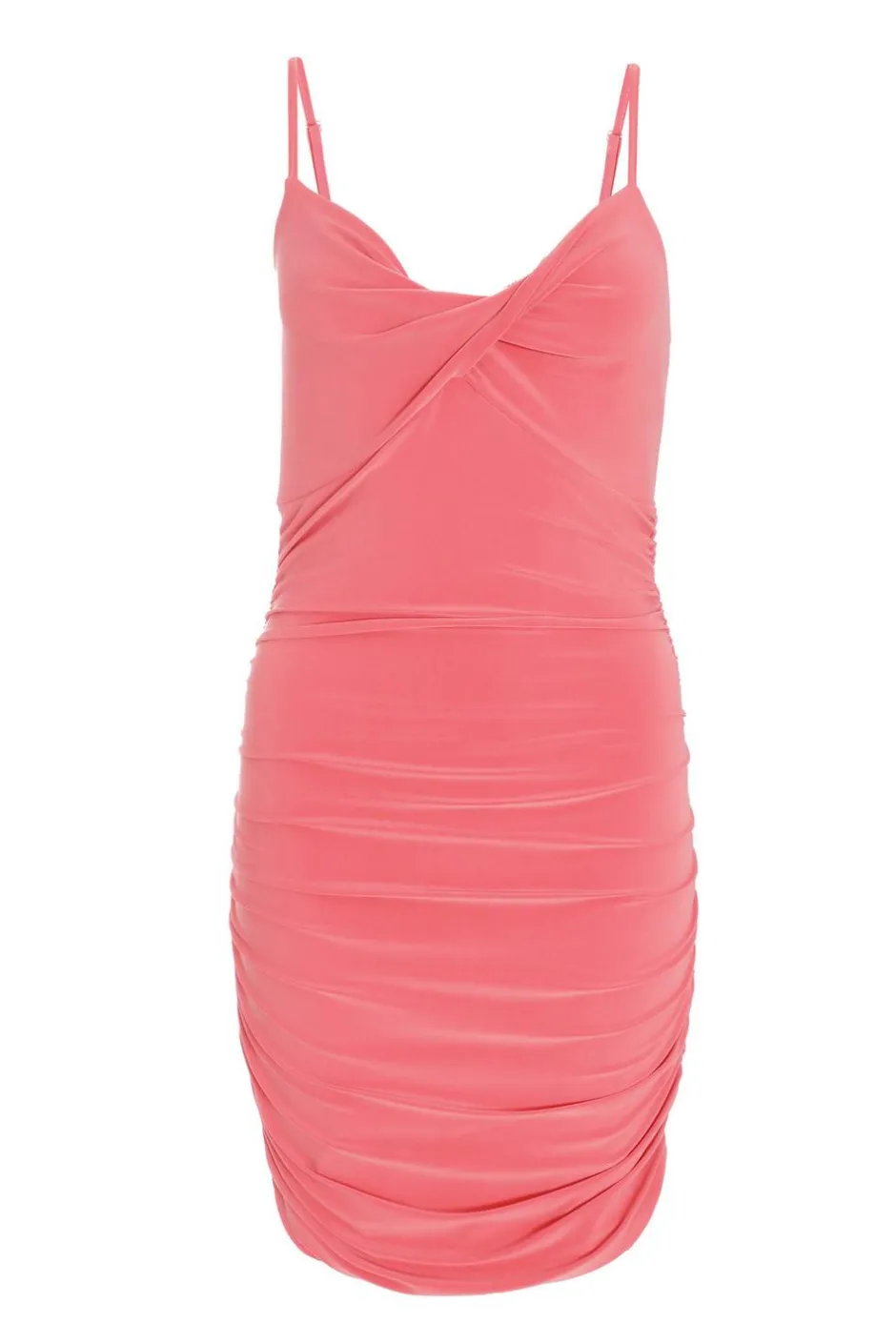 Quiz Coral Twist Front Bodycon Mini Dress New