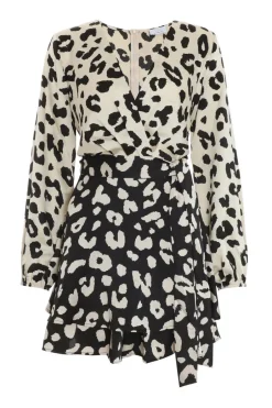 Quiz Cream Animal Print Wrap Playsuit New