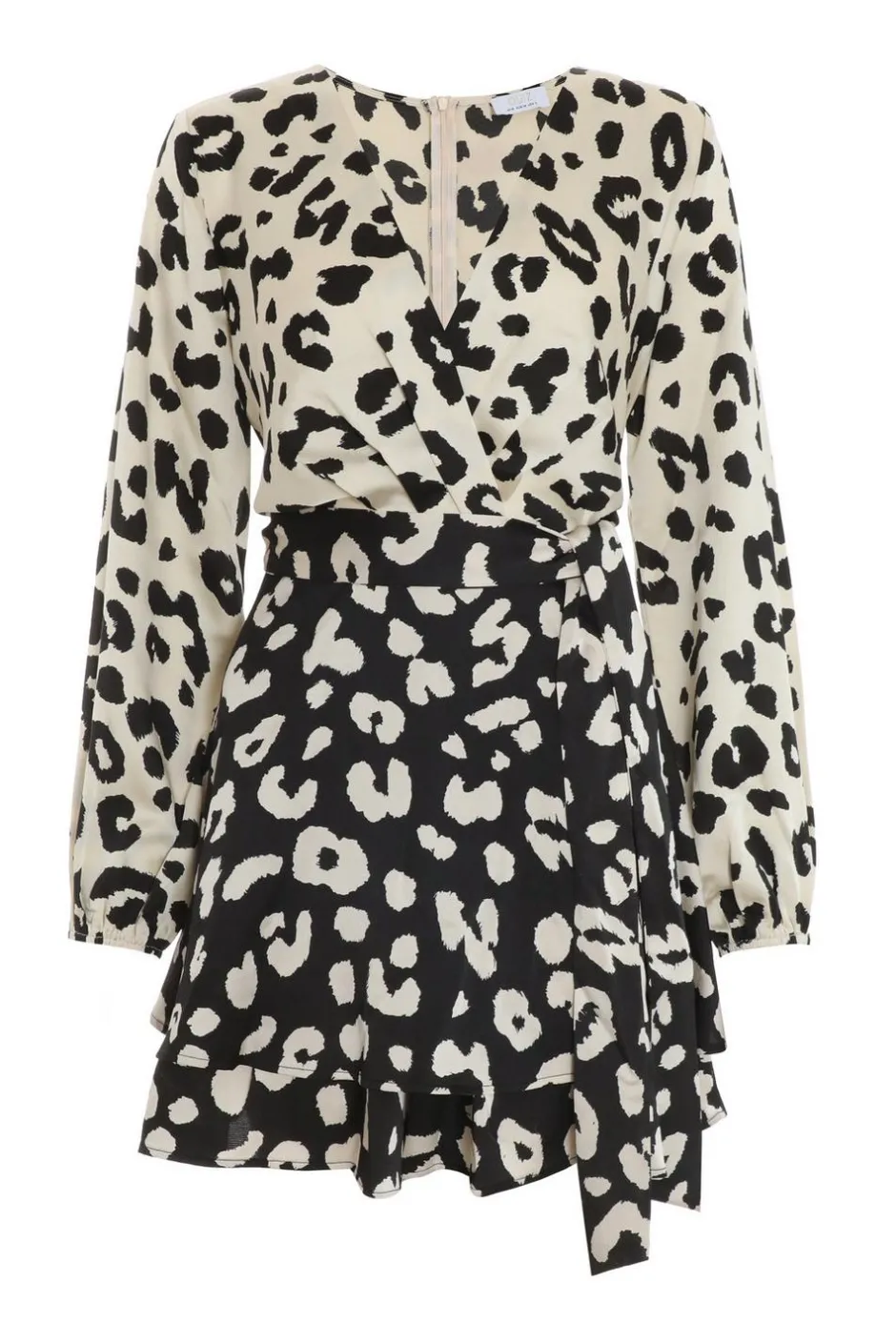 Quiz Cream Animal Print Wrap Playsuit New