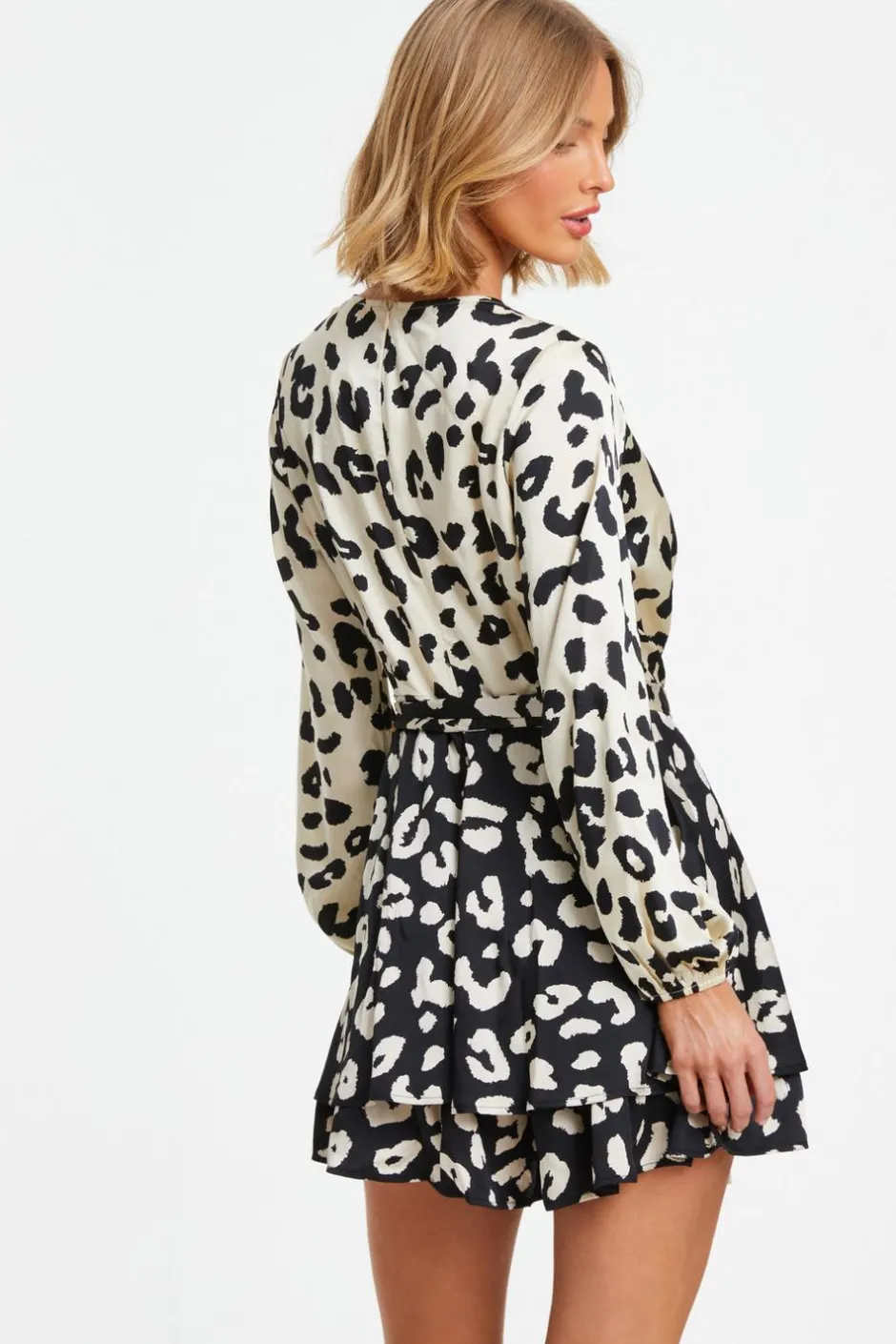 Quiz Cream Animal Print Wrap Playsuit New