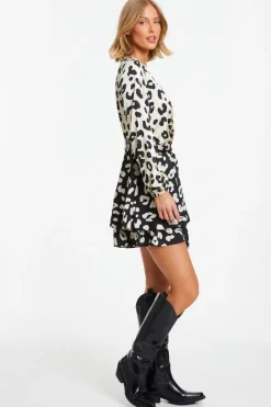 Quiz Cream Animal Print Wrap Playsuit New
