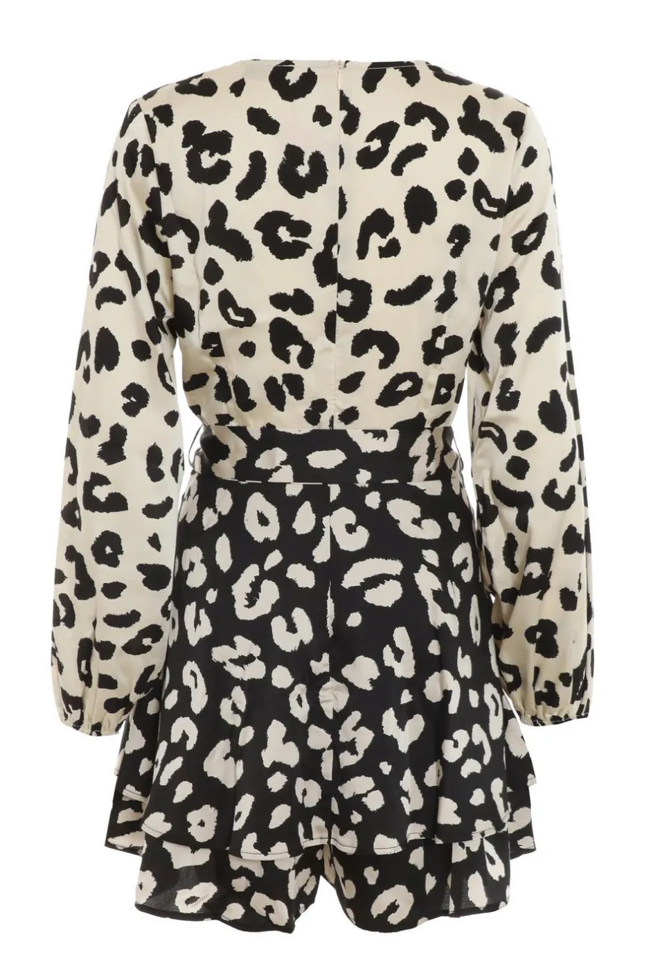 Quiz Cream Animal Print Wrap Playsuit New
