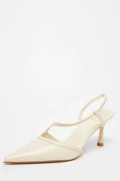 Quiz Asymmetric Court Heels Cream Online