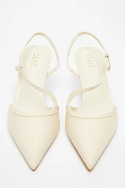 Quiz Asymmetric Court Heels Cream Online