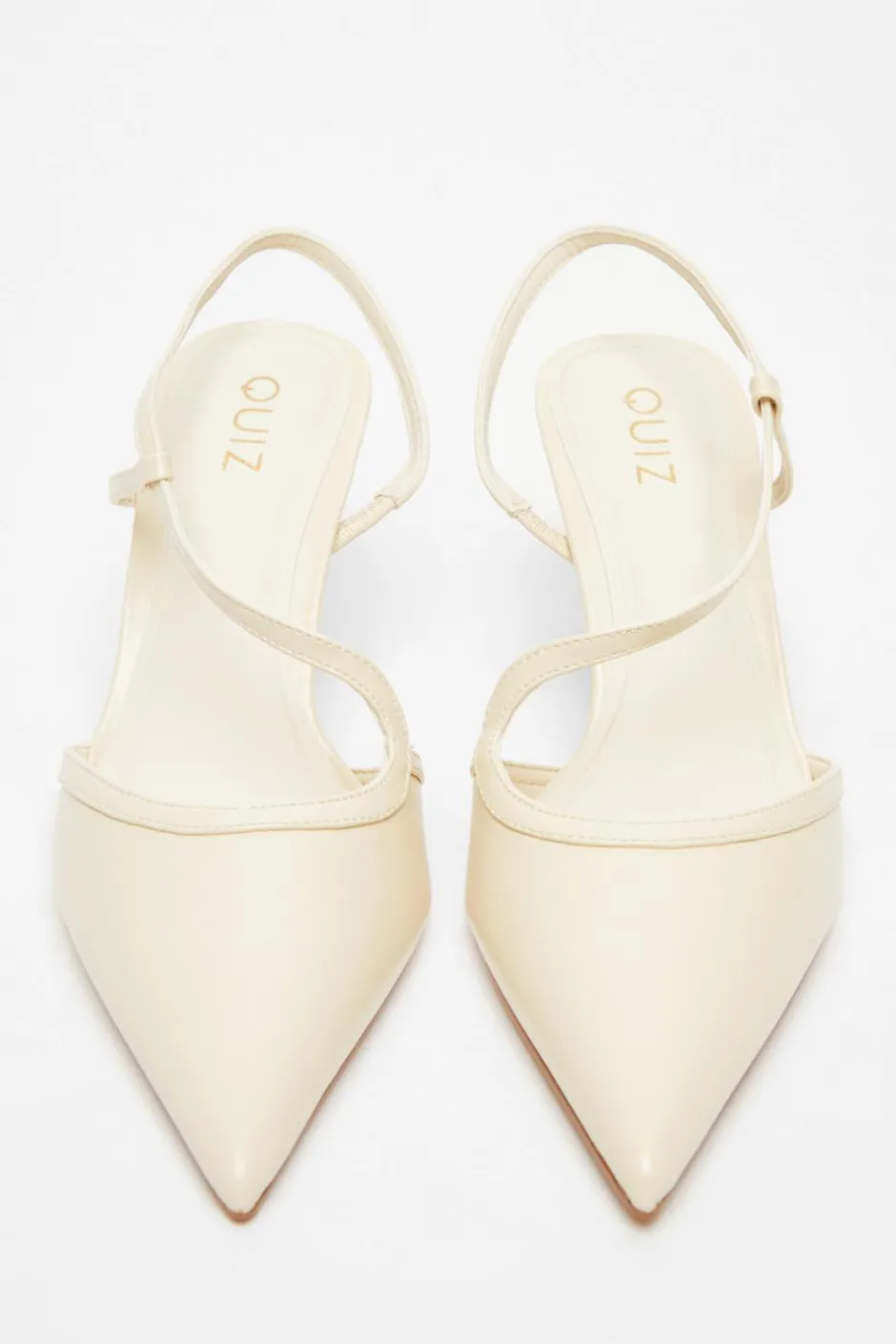 Quiz Asymmetric Court Heels Cream Online