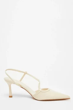 Quiz Asymmetric Court Heels Cream Online