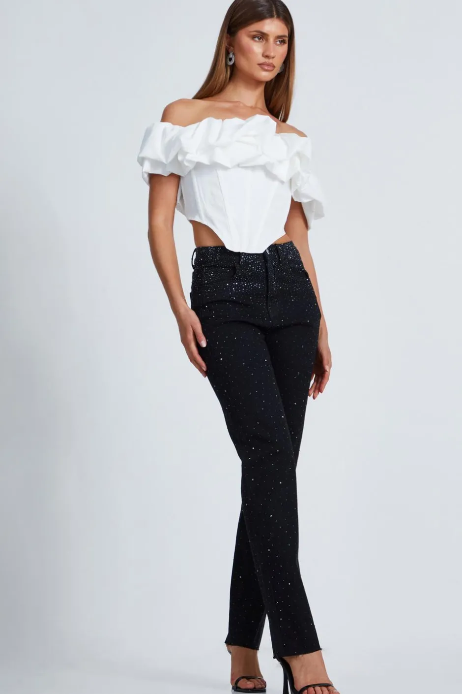 Quiz Bardot Corset Top Cream Discount