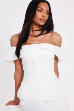 Quiz Bardot Waistcoat Cream Clearance