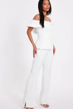 Quiz Bardot Waistcoat Cream Clearance