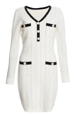 Quiz Cream Boucle Knit Jumper Dress Outlet
