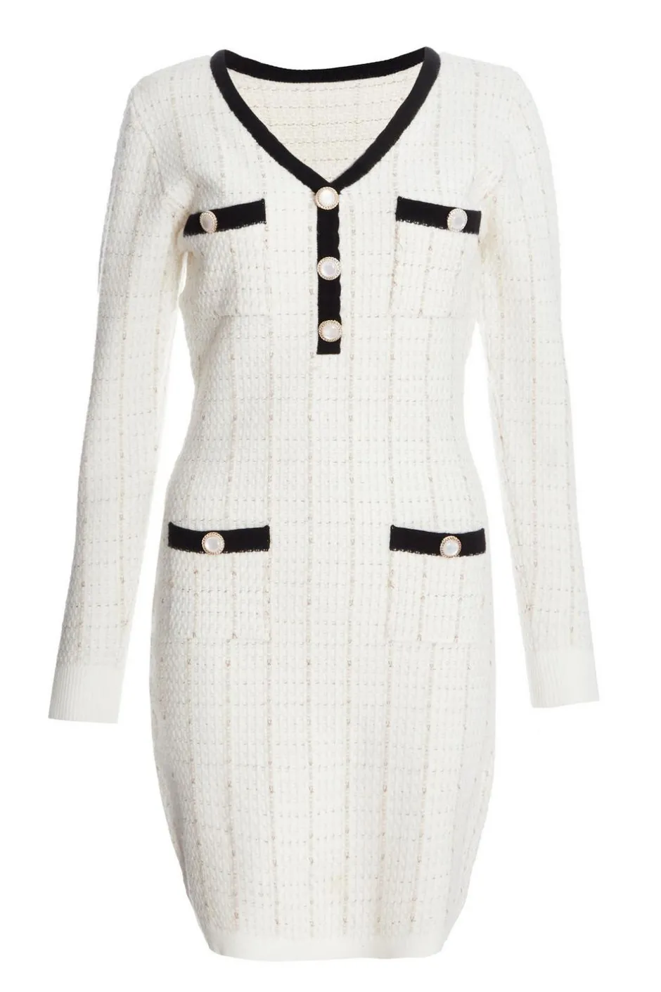 Quiz Cream Boucle Knit Jumper Dress Outlet