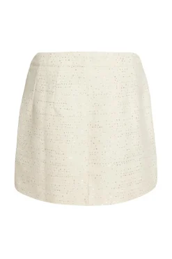 Quiz Boucle Sequin Mini Skirt Cream Online