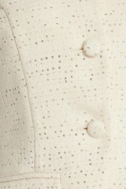 Quiz Cream Boucle Sequin Waistcoat