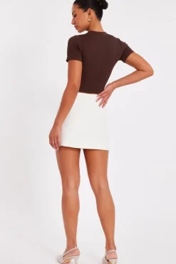 Quiz Bow Detail Skirt Cream Online