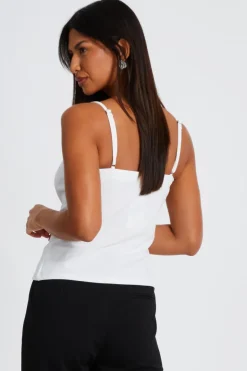Quiz Bow Front Strappy Top Cream Best