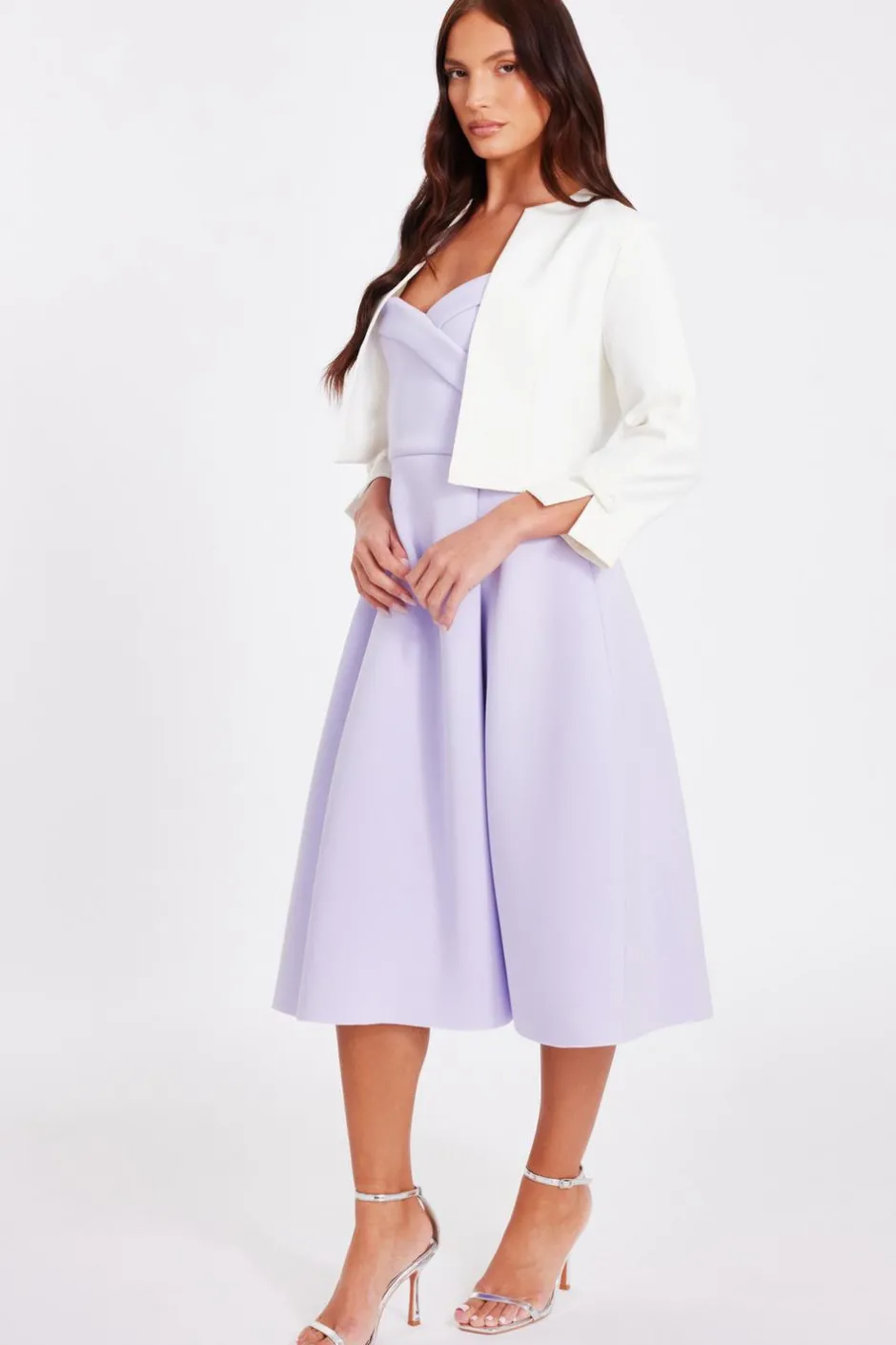 Quiz Bow Sleeve Cropped Blazer Cream Discount