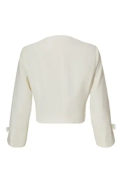 Quiz Bow Sleeve Cropped Blazer Cream Discount