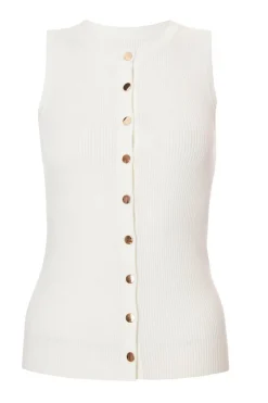 Quiz Cream Button Front Top Clearance