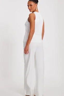 Quiz Button Front Waistcoat Cream