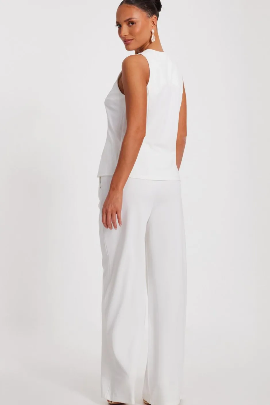 Quiz Button Front Waistcoat Cream