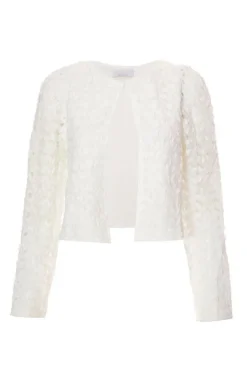 Quiz Chiffon Floral Cropped Jacket Cream New