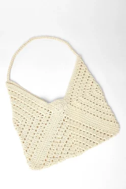 Quiz Cream Crochet Shoulder Bag Discount
