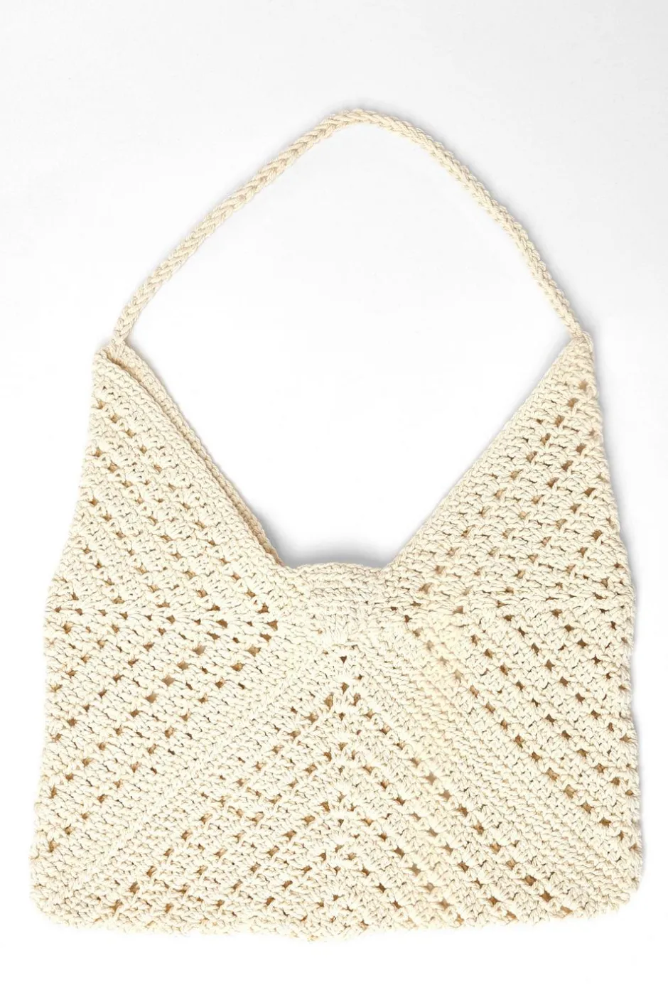 Quiz Cream Crochet Shoulder Bag Discount