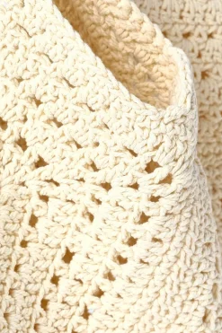 Quiz Cream Crochet Shoulder Bag Discount