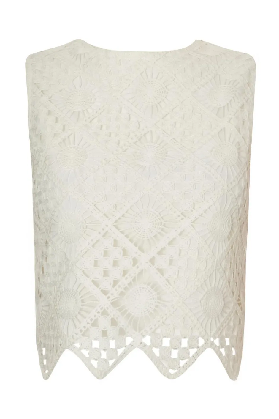 Quiz Crochet Tank Top Cream Sale