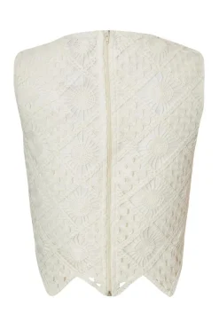 Quiz Crochet Tank Top Cream Sale
