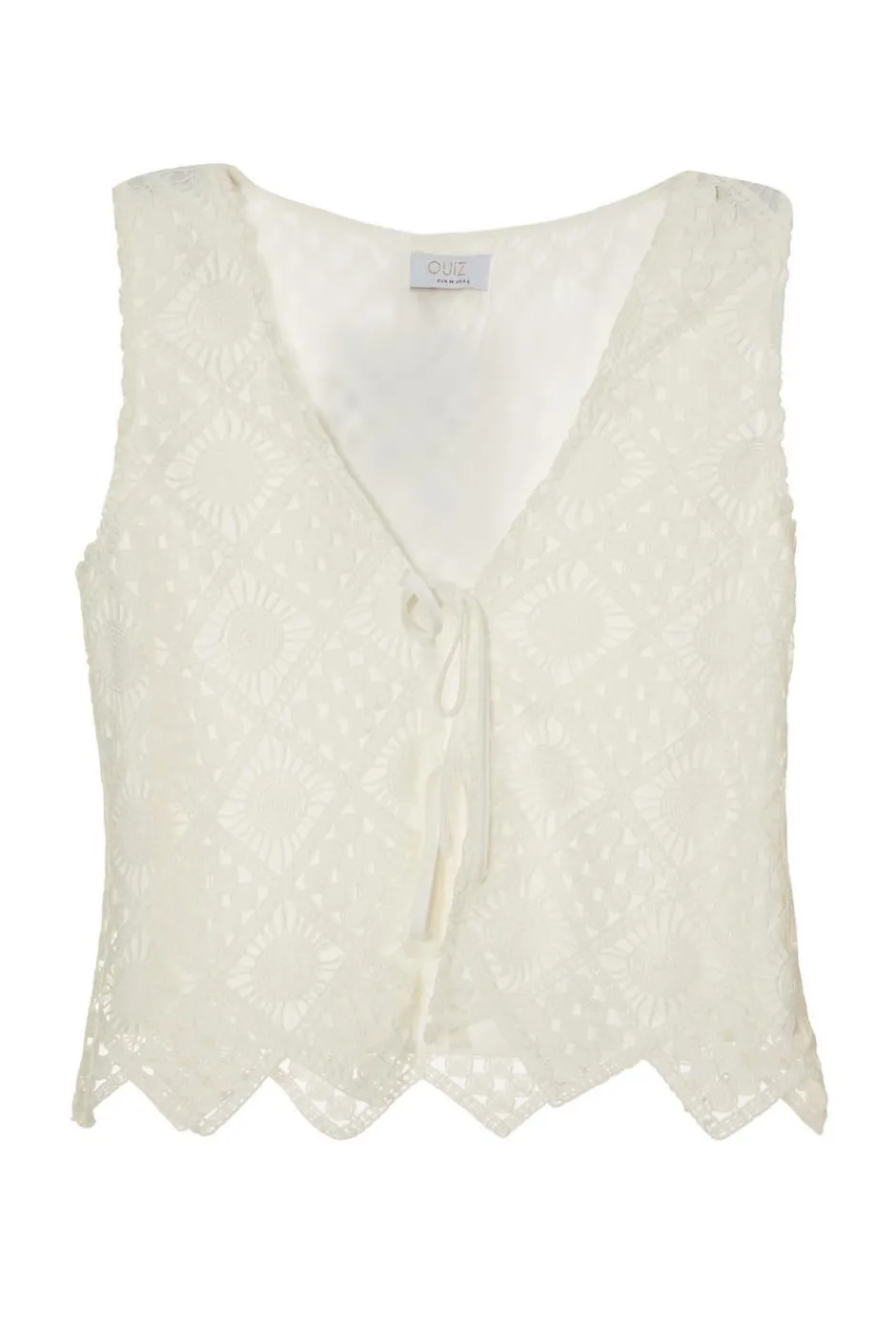 Quiz Crochet Waistcoat Cream Best