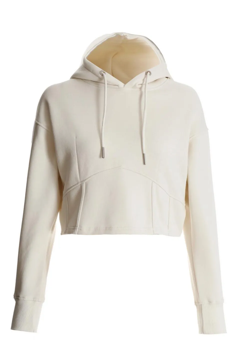 Quiz Cropped Corset Hoodie Cream