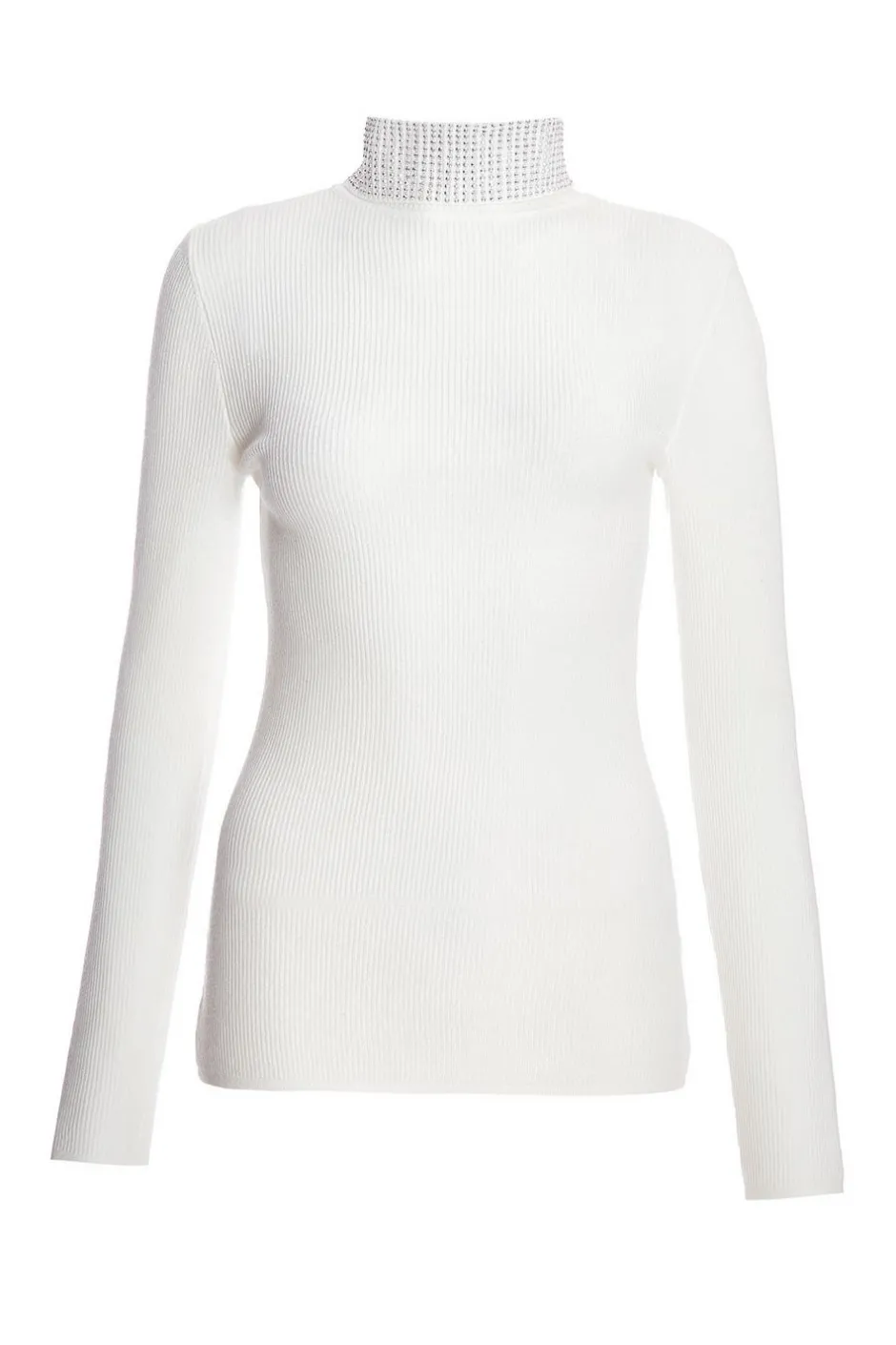 Quiz Diamante Turtle Neck Jumper Cream New