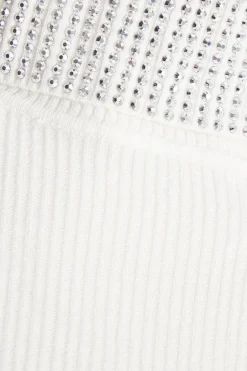 Quiz Diamante Turtle Neck Jumper Cream New