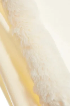 Quiz Faux Fur Trim Cape Cream Hot