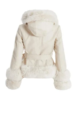 Quiz Cream Faux Leather Belted Jacket Best