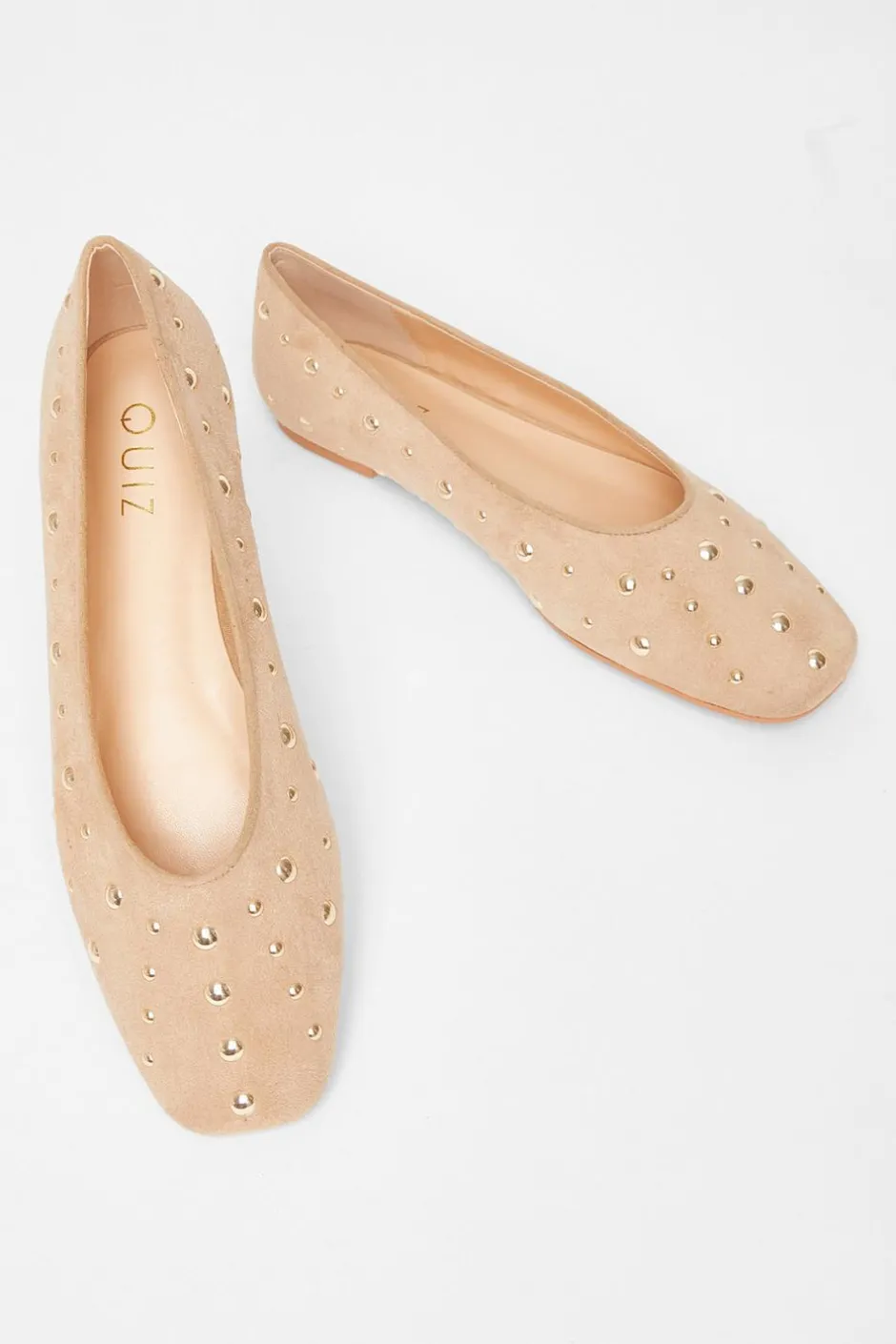 Quiz Faux Suede Diamante Pumps Cream Outlet