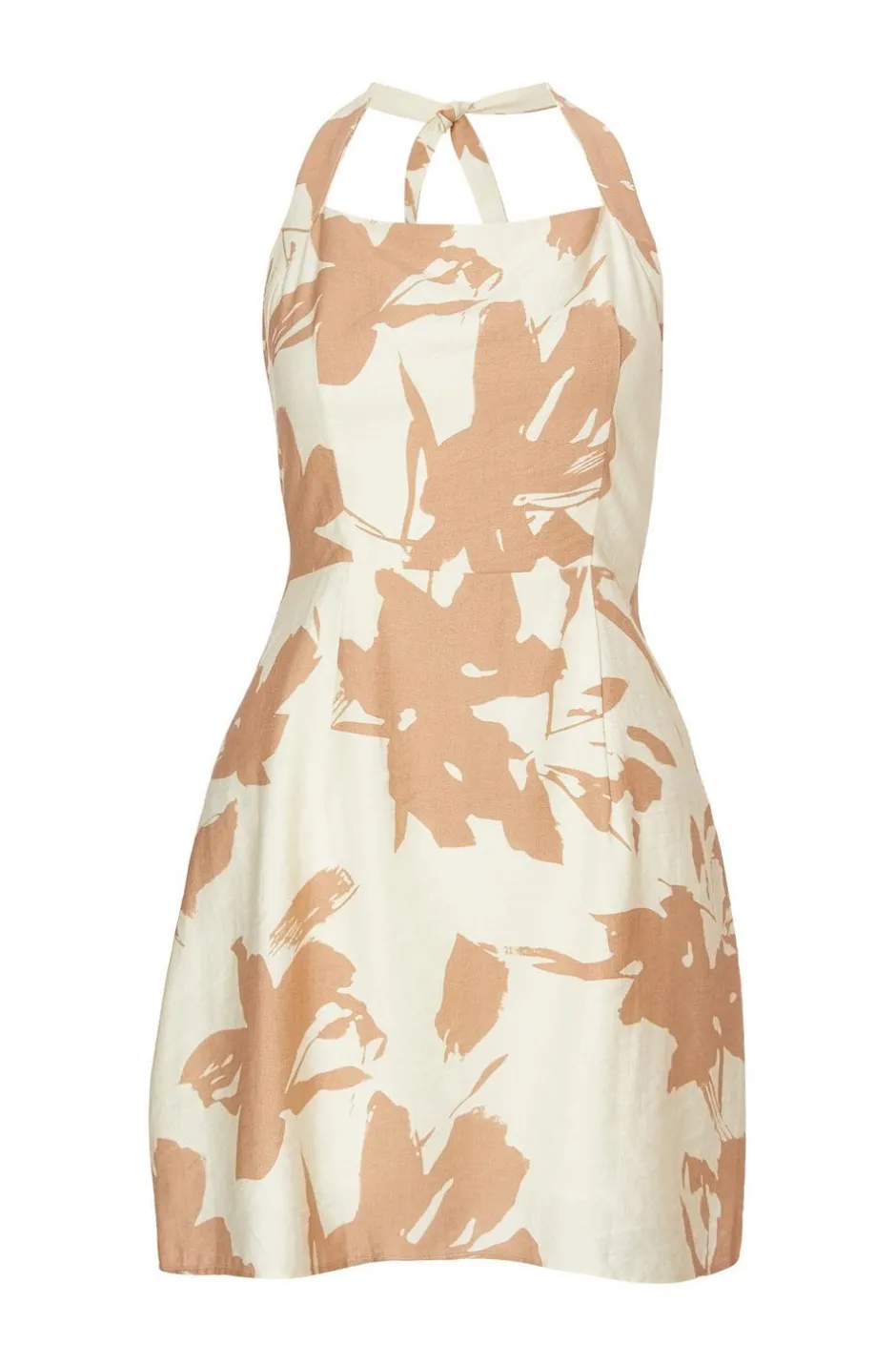 Quiz Cream Floral Halter Neck Dress Sale