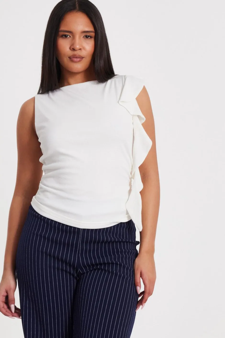 Quiz Cream Frill Detail Top Sale