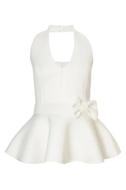 Quiz Cream Halter Neck Peplum Top Online