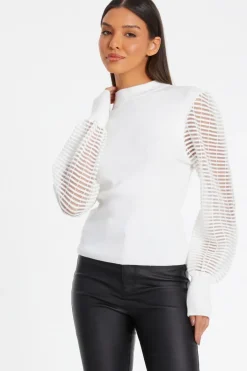 Quiz High Neck Jumper Cream Online