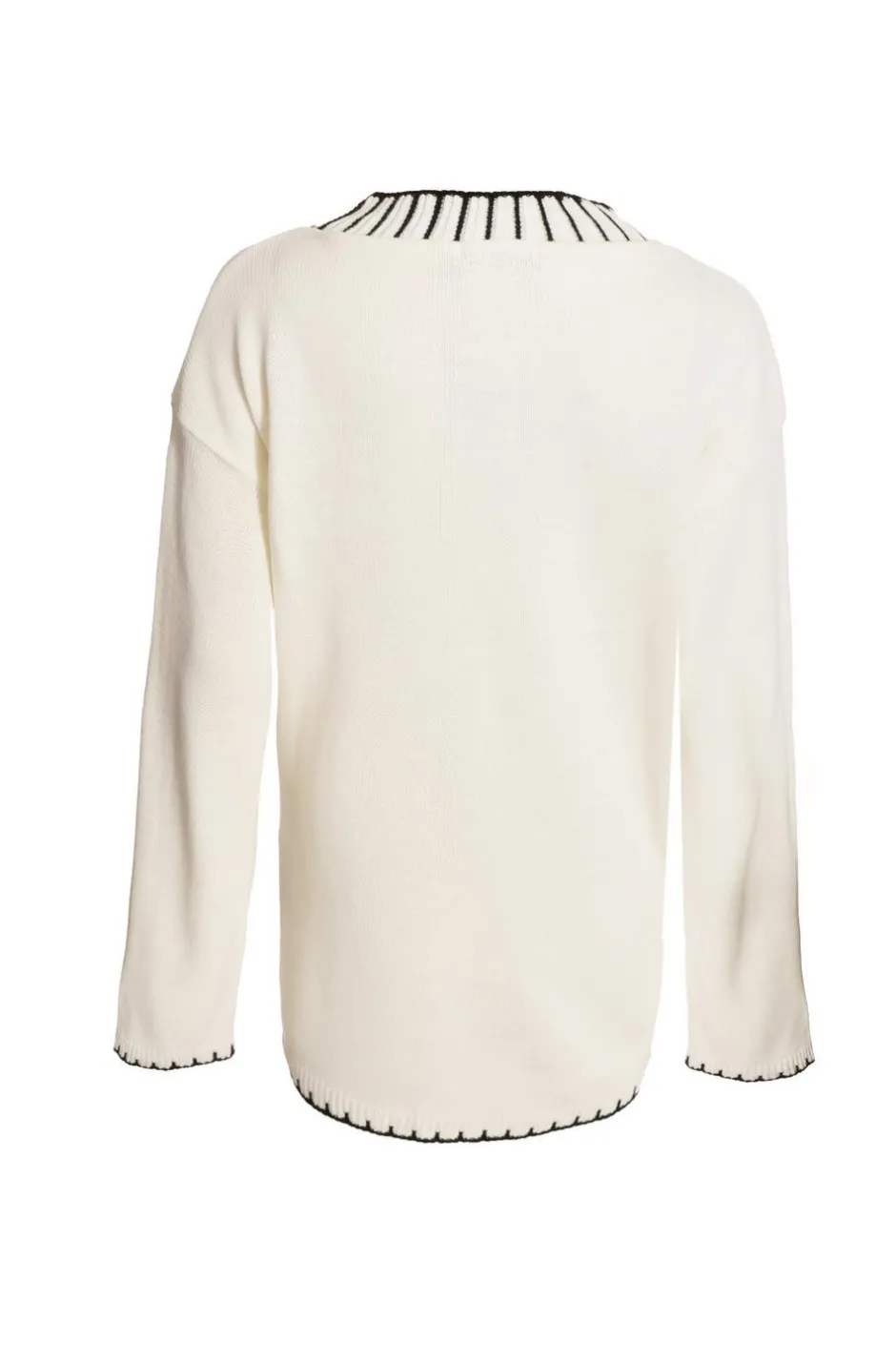 Quiz Knit Contrast Stich Jumper Cream Best