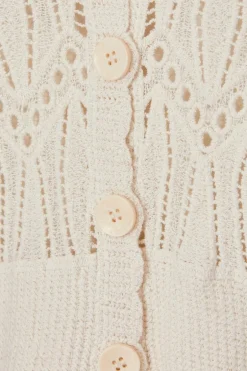 Quiz Knit Cropped Cardigan Cream Outlet